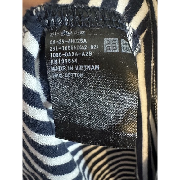 Uniqlo Size L Striped Mini Tunic Shirt Dress Navy White Long Sleeve Pullover - Picture 6 of 7